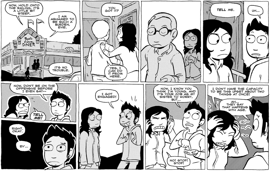 Octopus Pie – #233 – on the offensive (2008-12-15). Meredith Gran, CC BY-NC-SA 3.0 US. https://www.octopuspie.com/comic/233-on-the-offensive/