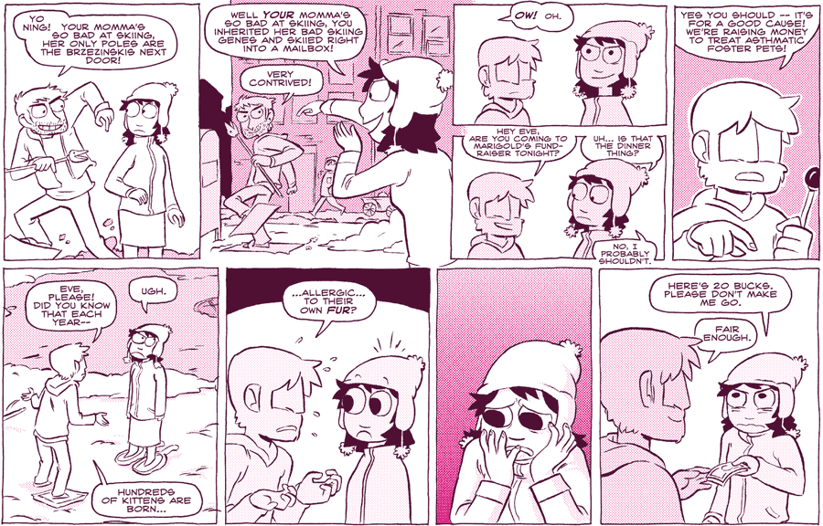 Octopus Pie – #246 – asthmatic foster pets (2009-01-16). Meredith Gran, CC BY-NC-SA 3.0 US. https://www.octopuspie.com/comic/246-asthmatic-foster-pets/
