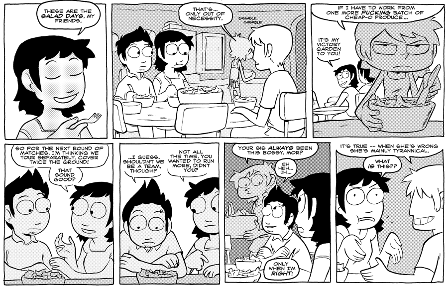 Octopus Pie – #280 – the salad days (2009-04-20). Meredith Gran, CC BY-NC-SA 3.0 US. https://www.octopuspie.com/comic/280-the-salad-days/