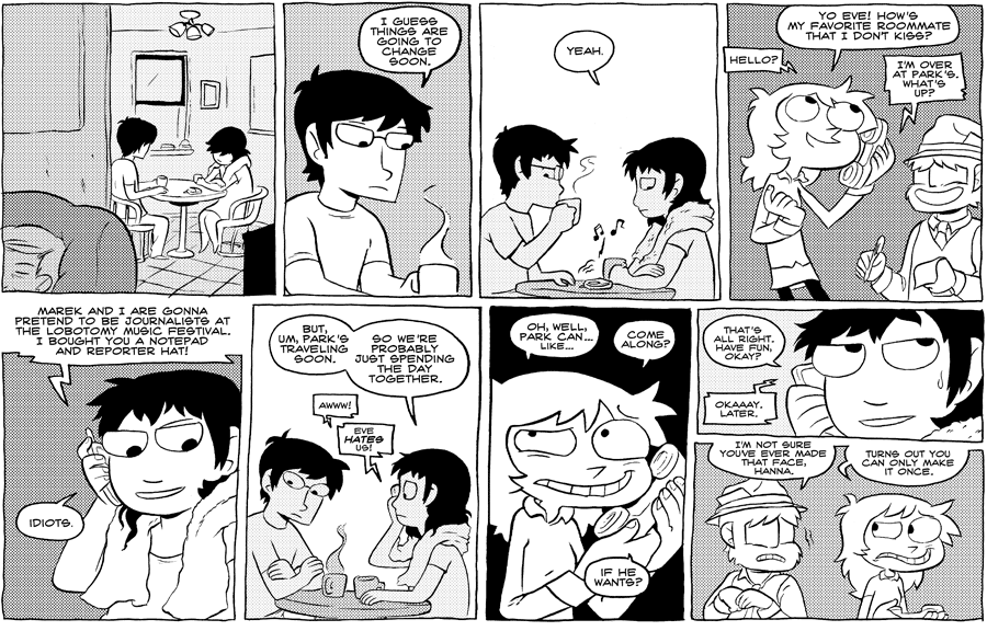 Octopus Pie – #301 – reporter hat (2009-06-12). Meredith Gran, CC BY-NC-SA 3.0 US. https://www.octopuspie.com/comic/301-reporter-hat/
