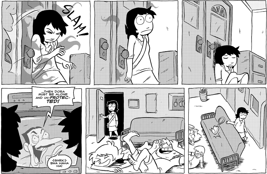 Octopus Pie – #321 – alone and unprotected (2009-08-24). Meredith Gran, CC BY-NC-SA 3.0 US. https://www.octopuspie.com/comic/321-alone-and-unprotected/