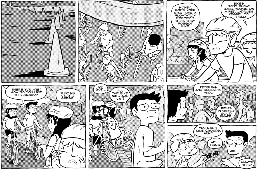 Octopus Pie – #323 – all the bike nuts (2009-08-28). Meredith Gran, CC BY-NC-SA 3.0 US. https://www.octopuspie.com/comic/323-all-the-bike-nuts/
