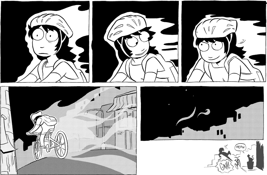 Octopus Pie – #339 – meow (2009-10-28). Meredith Gran, CC BY-NC-SA 3.0 US. https://www.octopuspie.com/comic/339-meow/