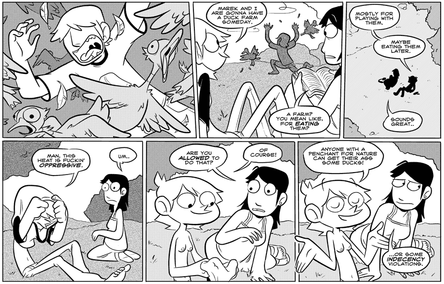 Octopus Pie – #037 – duck farm (2007-08-22). Meredith Gran, CC BY-NC-SA 3.0 US. https://www.octopuspie.com/comic/037-duck-farm/