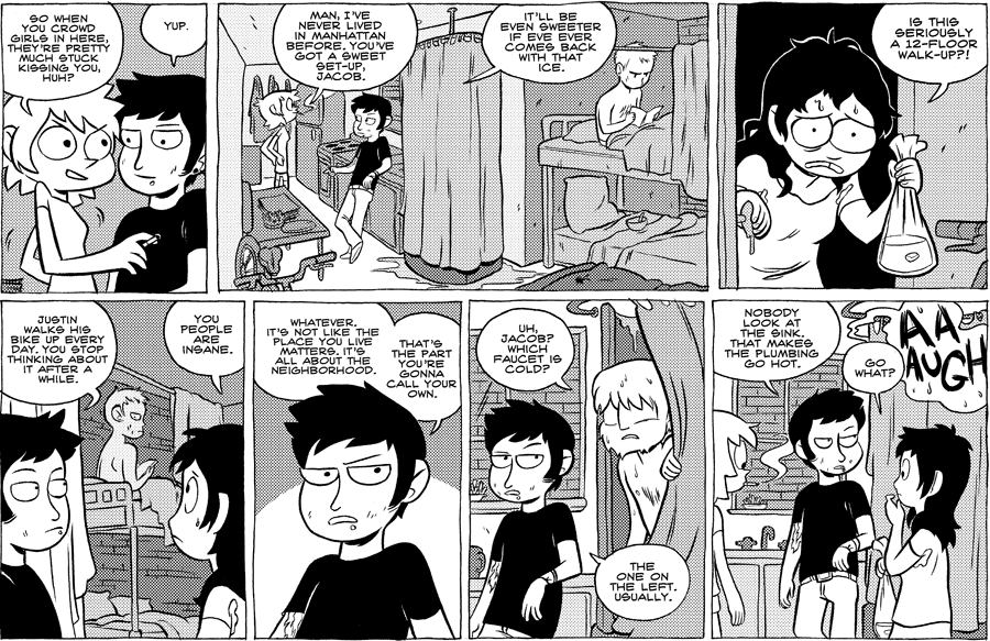 Octopus Pie – #382 – 12-Floor Walk-up (2010-08-13). Meredith Gran, CC BY-NC-SA 3.0 US. https://www.octopuspie.com/comic/382-12-floor-walk-up/