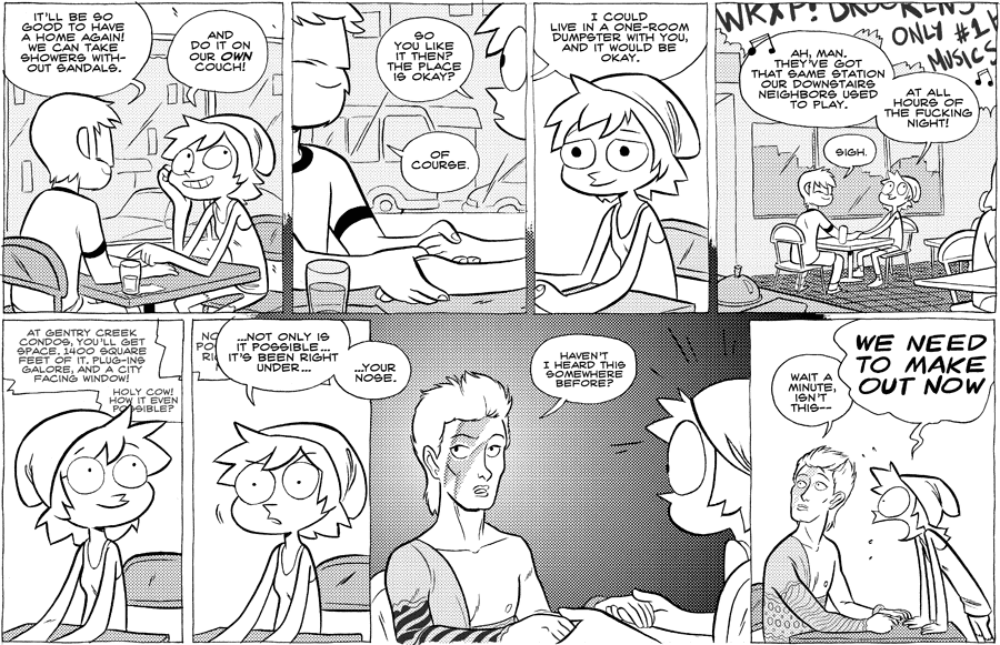 Octopus Pie – #388 – home again (2010-08-27). Meredith Gran, CC BY-NC-SA 3.0 US. https://www.octopuspie.com/comic/388-home-again/