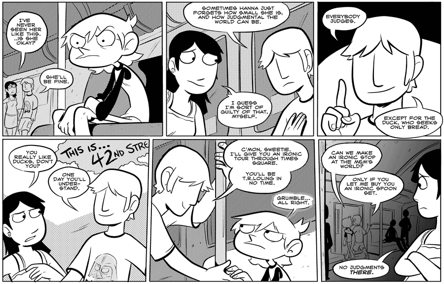 Octopus Pie – #041 – no judgments (2007-08-31). Meredith Gran, CC BY-NC-SA 3.0 US. https://www.octopuspie.com/comic/041-no-judgments/
