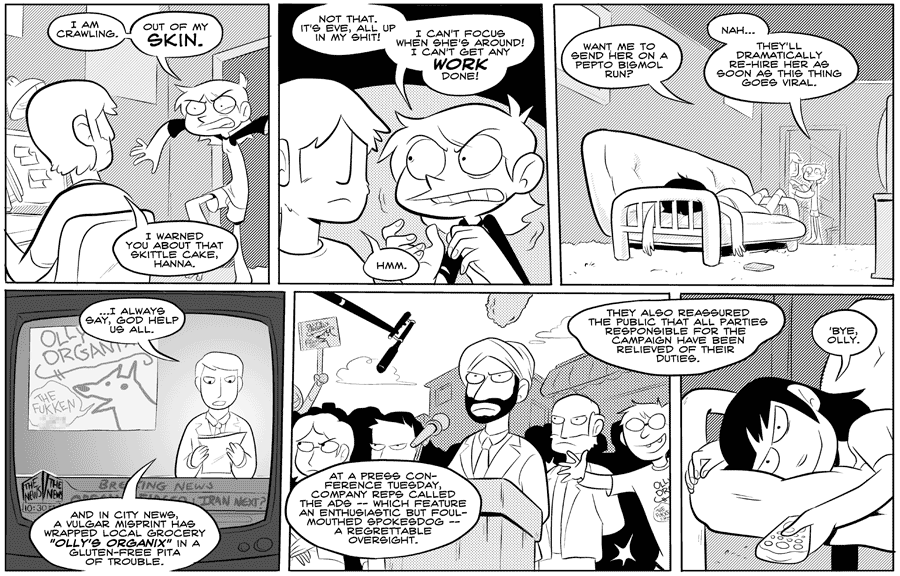 Octopus Pie – #057 – skittle cake (2007-10-10). Meredith Gran, CC BY-NC-SA 3.0 US. https://www.octopuspie.com/comic/057-skittle-cake/