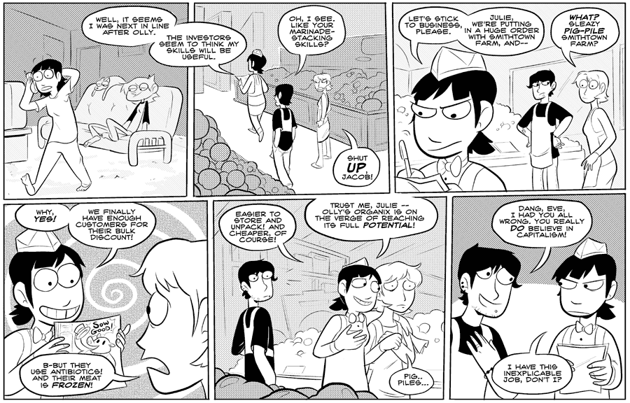 Octopus Pie – #058 – pig piles (2007-10-12). Meredith Gran, CC BY-NC-SA 3.0 US. https://www.octopuspie.com/comic/058-pig-piles/