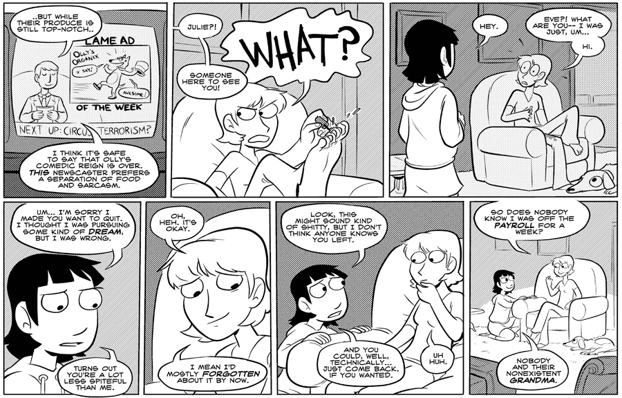Octopus Pie – #065 – food and sarcasm (2007-10-29). Meredith Gran, CC BY-NC-SA 3.0 US. https://www.octopuspie.com/comic/065-food-and-sarcasm/