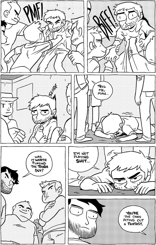 Octopus Pie – #668 – playing the tough guy (2014-05-22). Meredith Gran, CC BY-NC-SA 3.0 US. https://www.octopuspie.com/comic/668-playing-the-tough-guy/