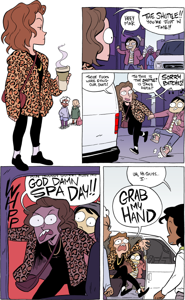 Octopus Pie – #744 – spa day (2015-01-26). Meredith Gran, CC BY-NC-SA 3.0 US. https://www.octopuspie.com/comic/744-spa-day/