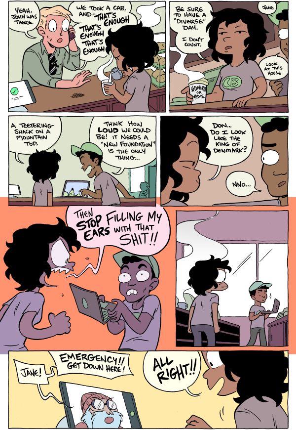 Octopus Pie – #806 – a teetering shack on a mountain top (2015-07-18). Meredith Gran, CC BY-NC-SA 3.0 US. https://www.octopuspie.com/comic/806-a-teetering-shack-on-a-mountain-top/