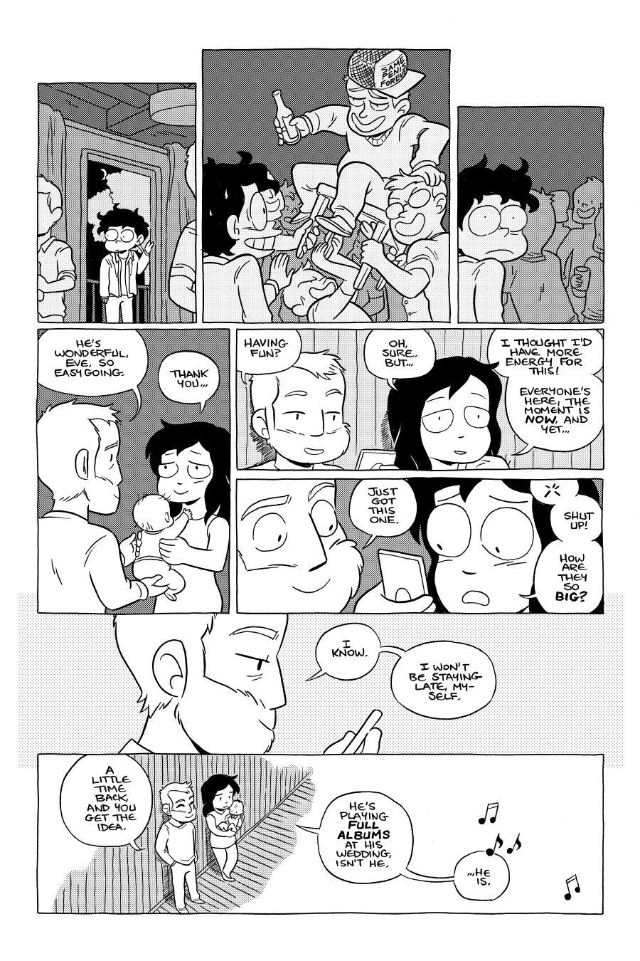 Octopus Pie – #30 – full albums at his wedding (2022-10-27). Meredith Gran, CC BY-NC-SA 3.0 US. https://www.octopuspie.com/comic/30-full-albums-at-his-wedding/