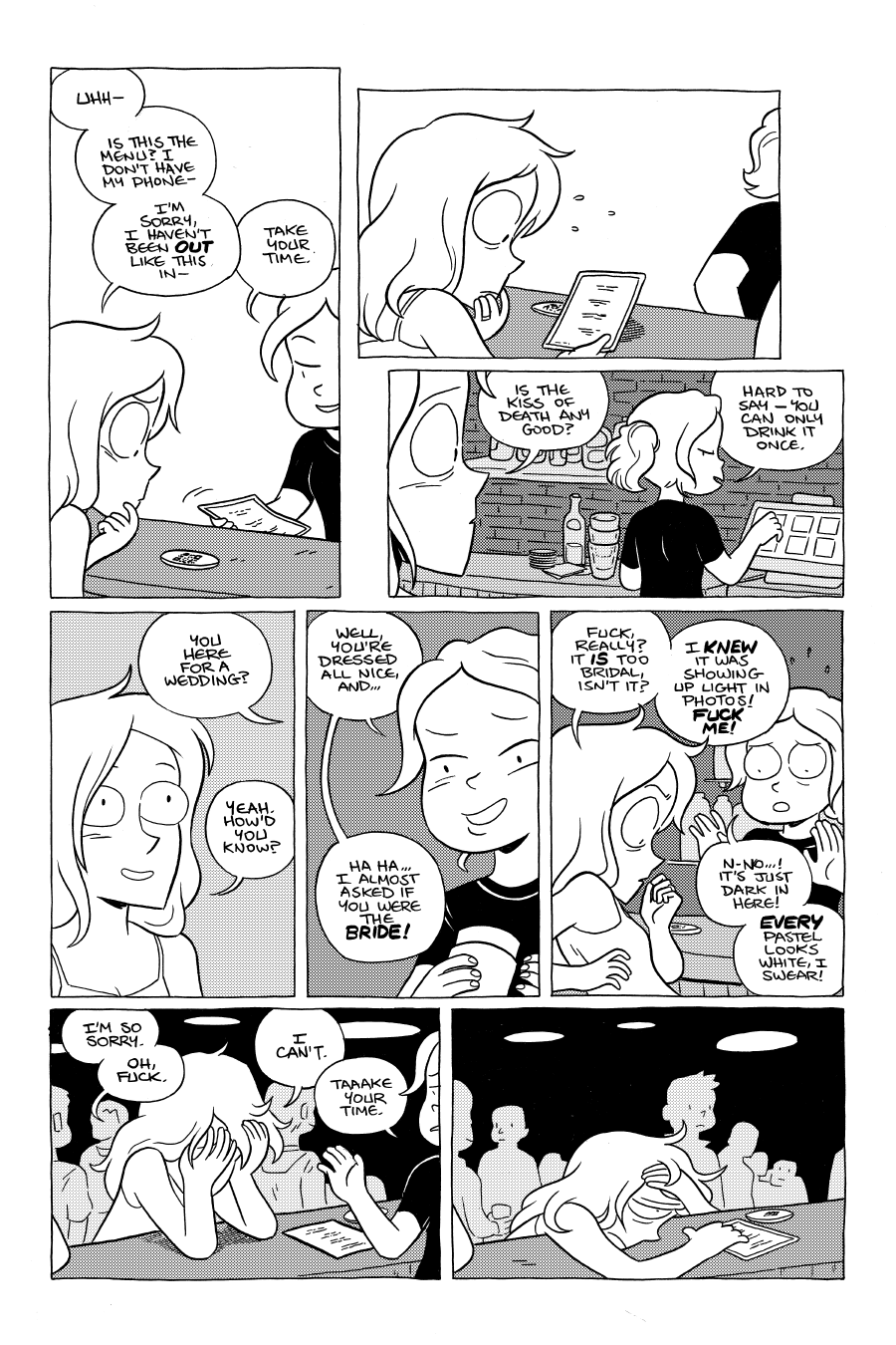 Octopus Pie – #32 – the bride (2022-10-29). Meredith Gran, CC BY-NC-SA 3.0 US. https://www.octopuspie.com/comic/32-the-bride/