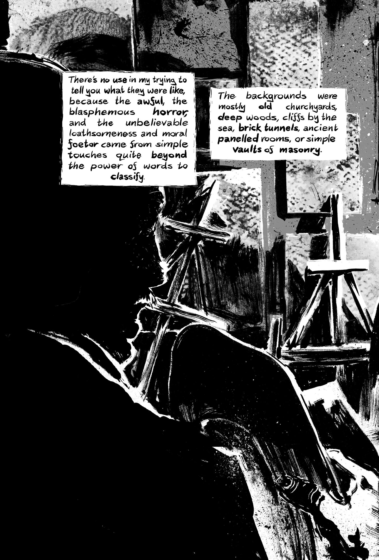 Pickman's Model, adapted and illustrated by Kim Holm after H. P. Lovecraft, page 48. CC BY 3.0.