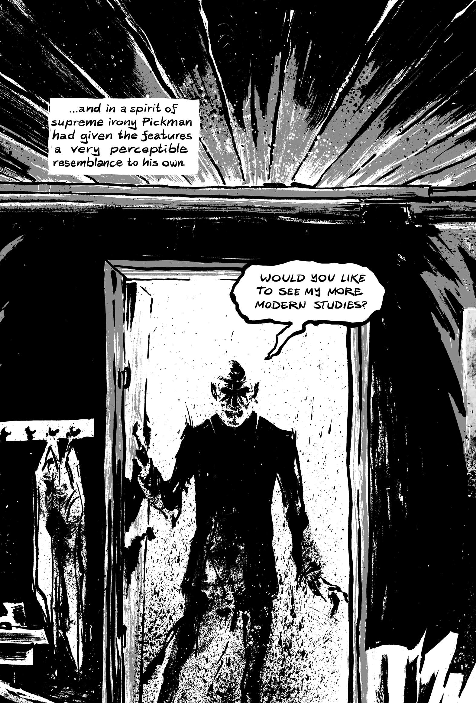 Pickman's Model, adapted and illustrated by Kim Holm after H. P. Lovecraft, page 59. CC BY 3.0.