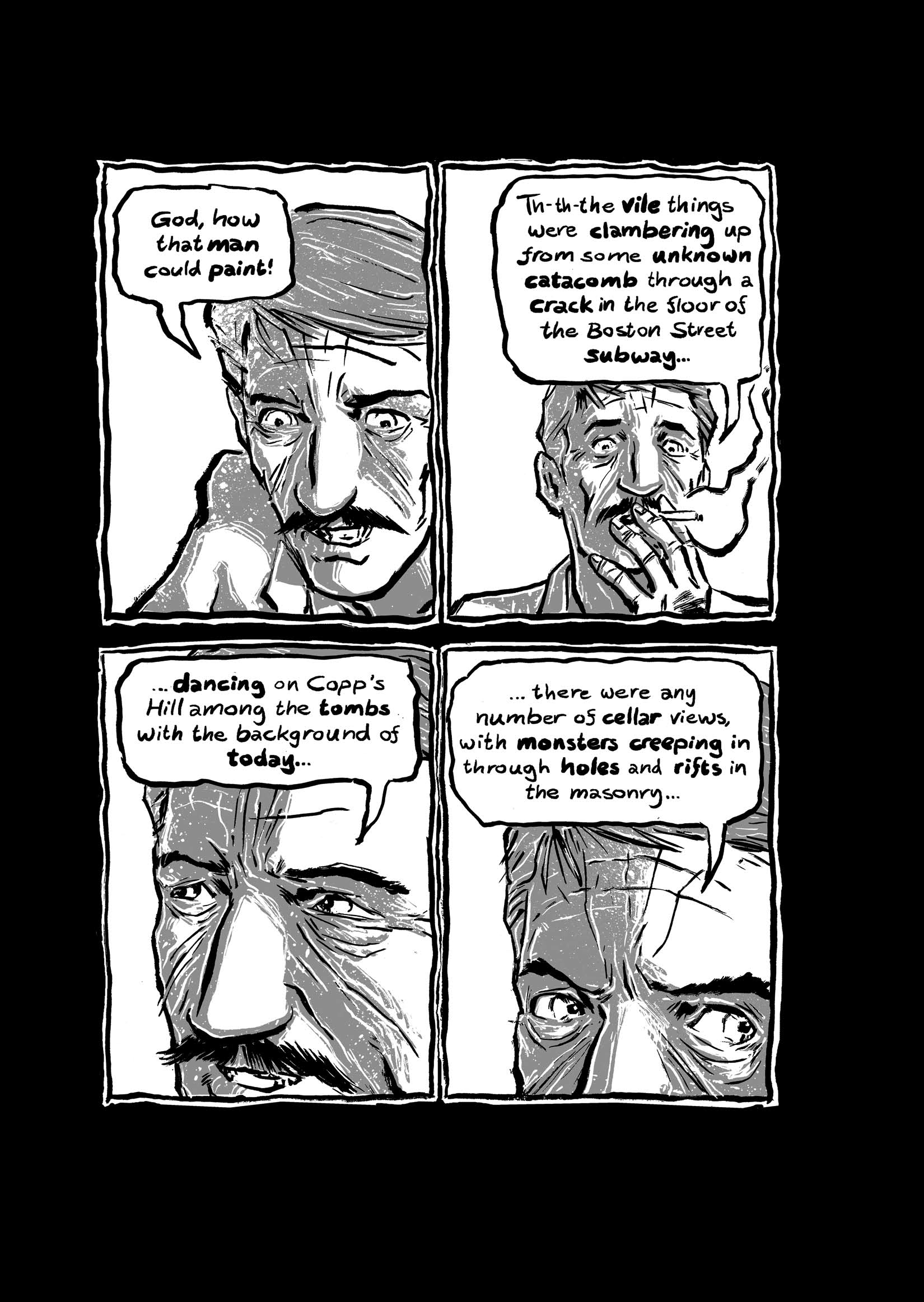 Pickman's Model, adapted and illustrated by Kim Holm after H. P. Lovecraft, page 62. CC BY 3.0.