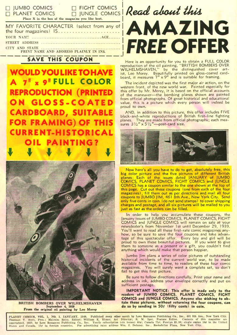 Planet Comics #1 (Fiction House), page 2. Public domain (US).