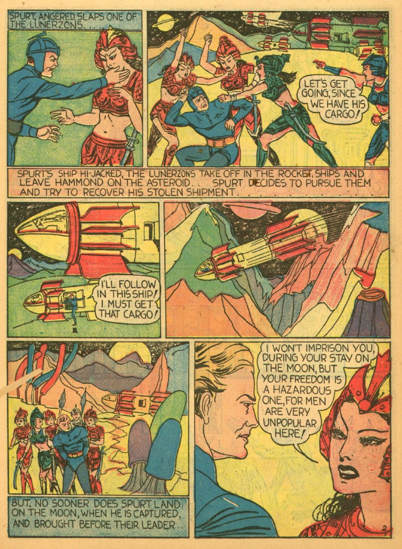 Planet Comics #1 (Fiction House), page 45. Public domain (US).
