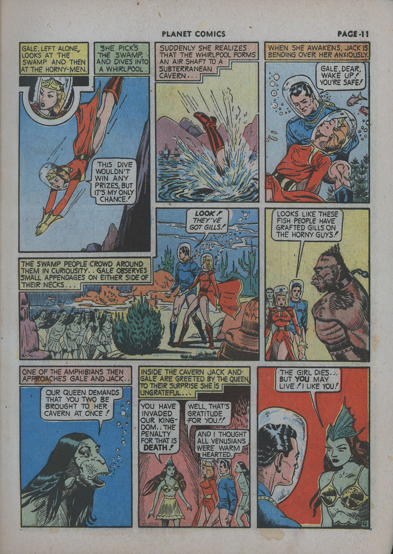 Planet Comics #12 (Fiction House), page 13. Public domain (US).