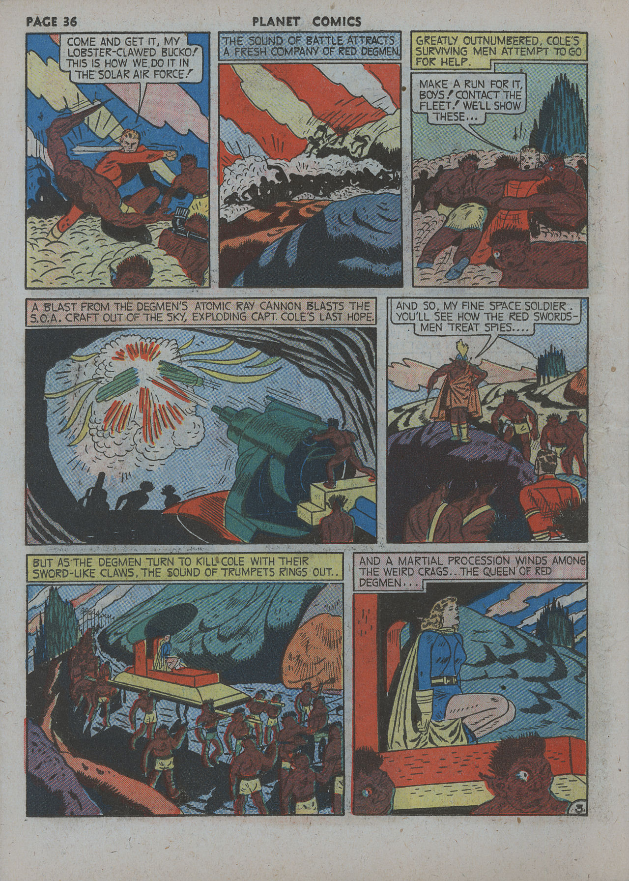 Planet Comics #12 (Fiction House), page 38. Public domain (US).