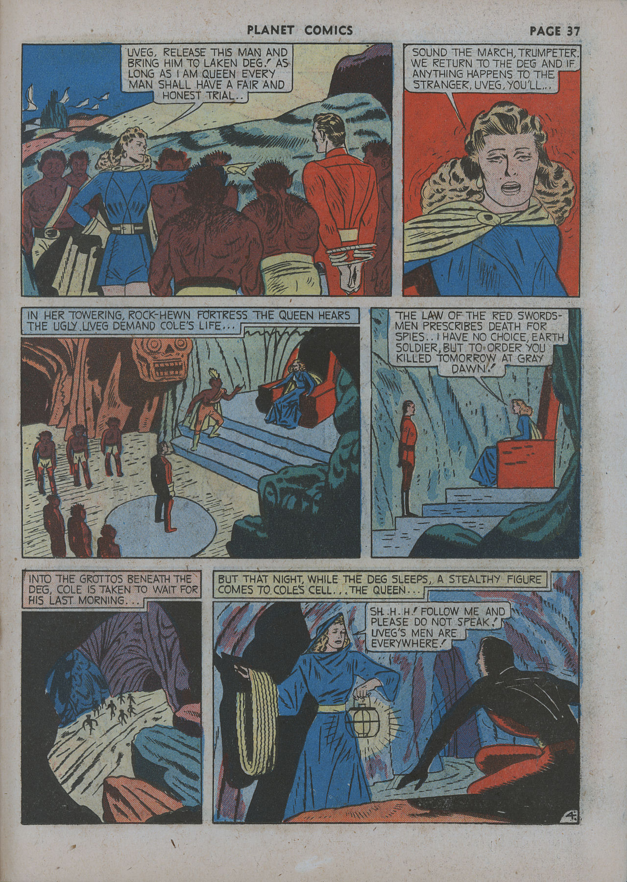 Planet Comics #12 (Fiction House), page 39. Public domain (US).