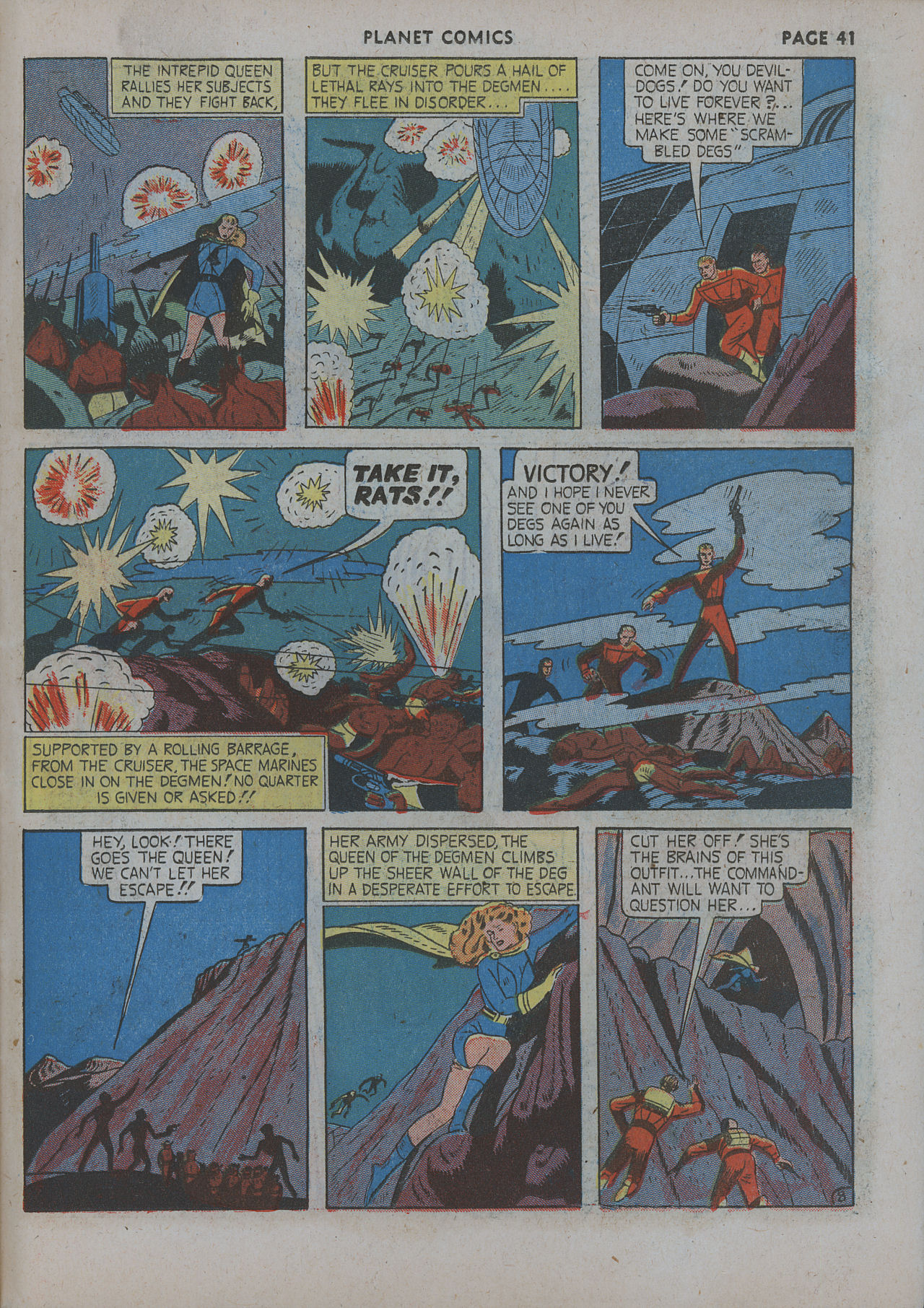 Planet Comics #12 (Fiction House), page 43. Public domain (US).