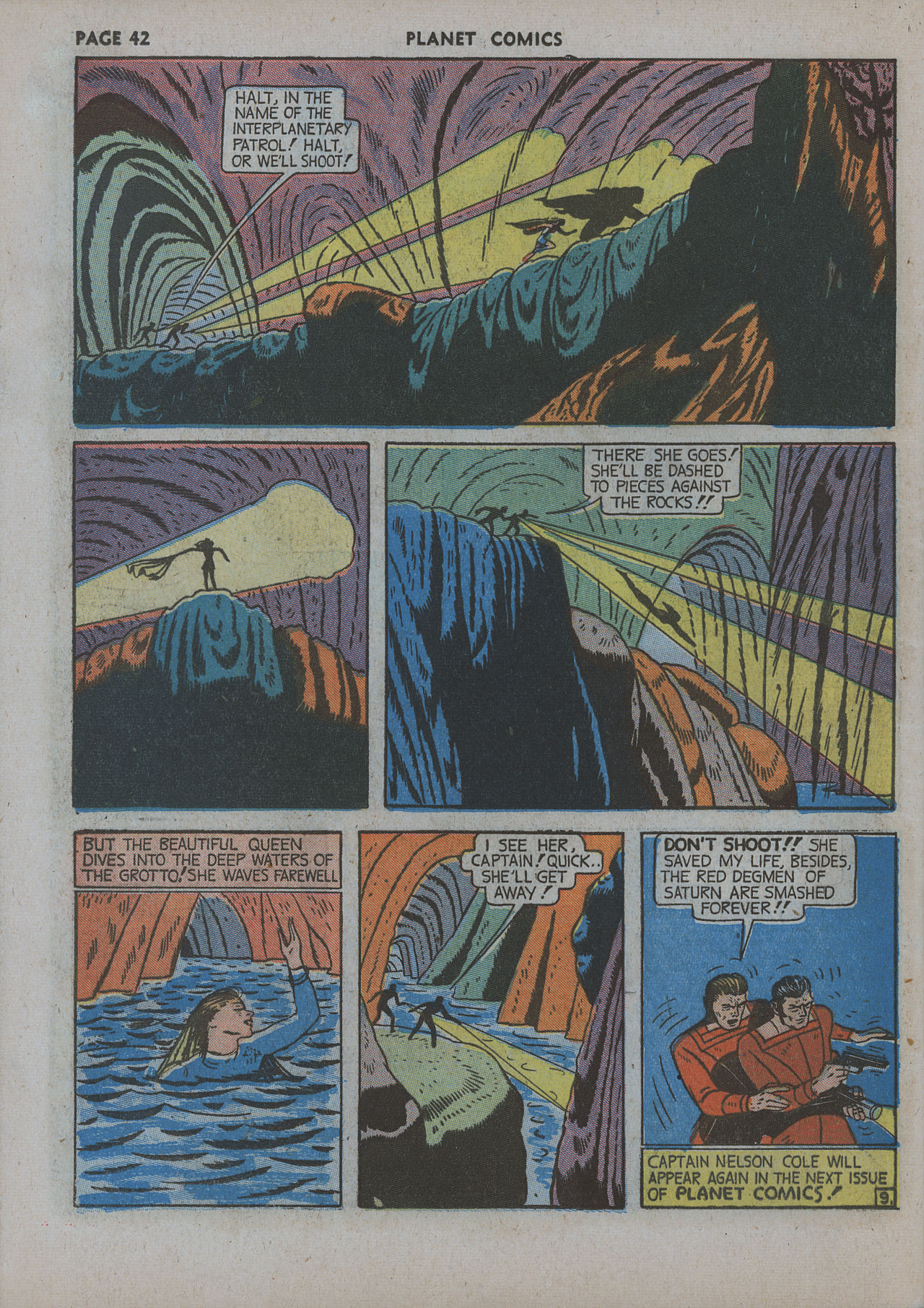 Planet Comics #12 (Fiction House), page 44. Public domain (US).