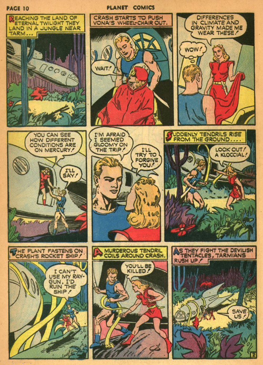 Planet Comics #13 (Fiction House), page 13. Public domain (US).