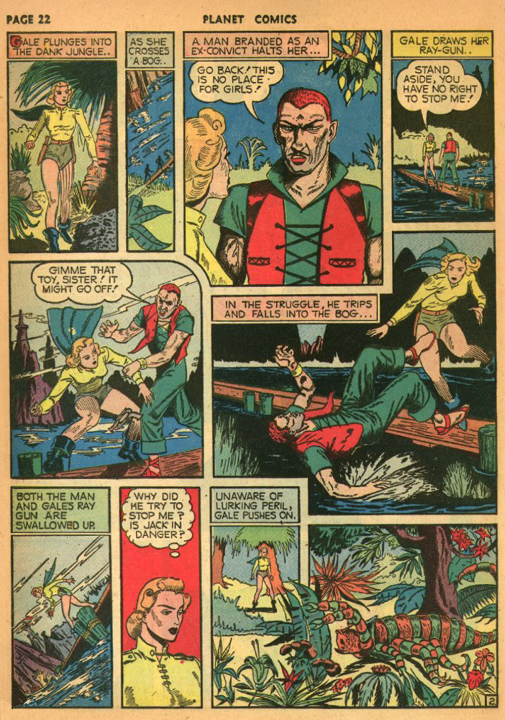 Planet Comics #13 (Fiction House), page 25. Public domain (US).