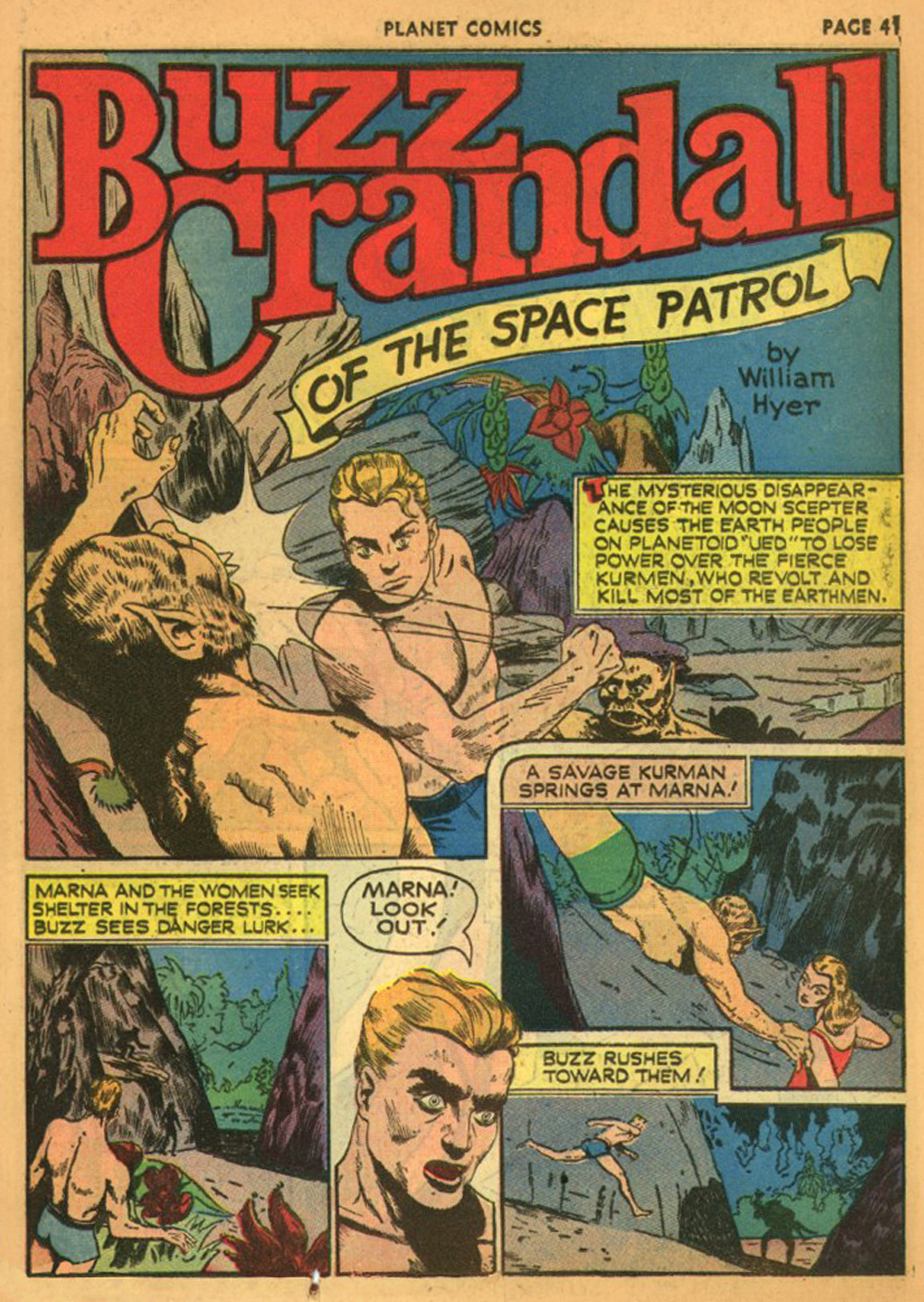 Planet Comics #13 (Fiction House), page 44. Public domain (US).
