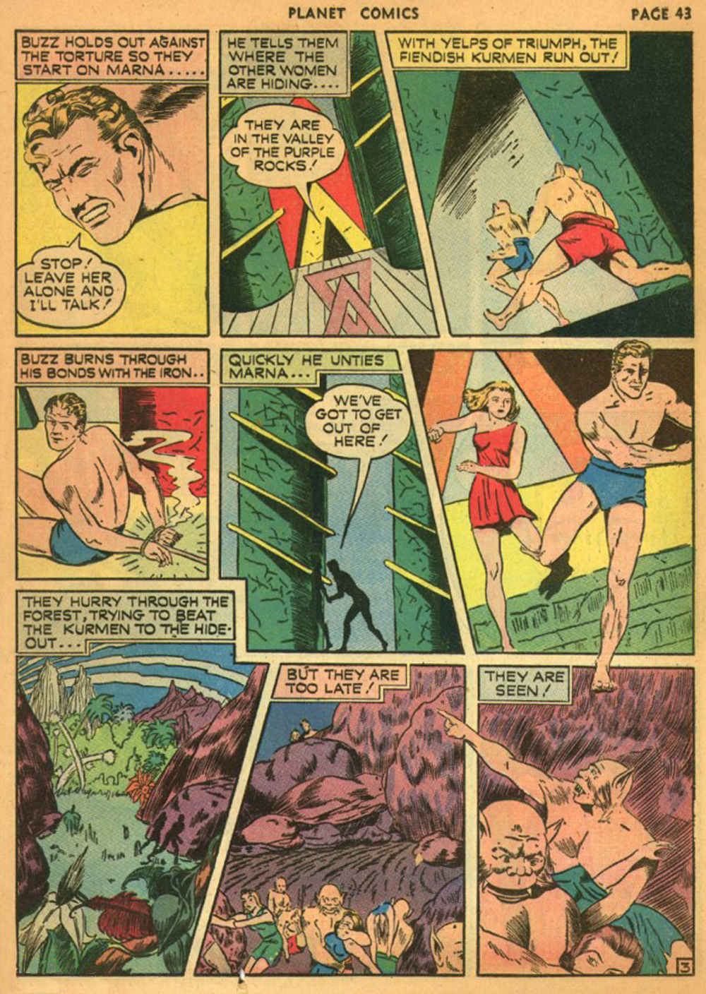 Planet Comics #13 (Fiction House), page 46. Public domain (US).