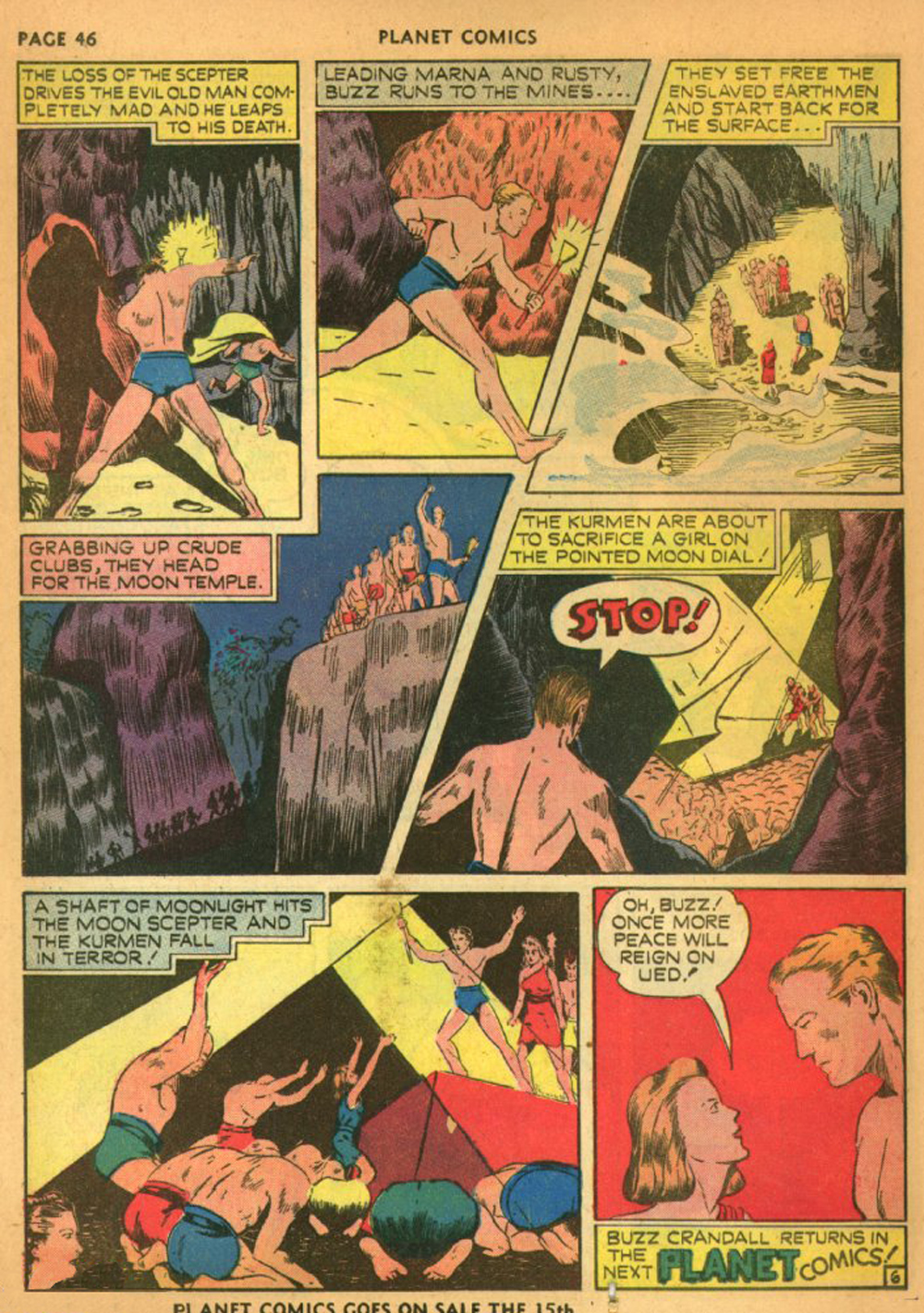 Planet Comics #13 (Fiction House), page 49. Public domain (US).