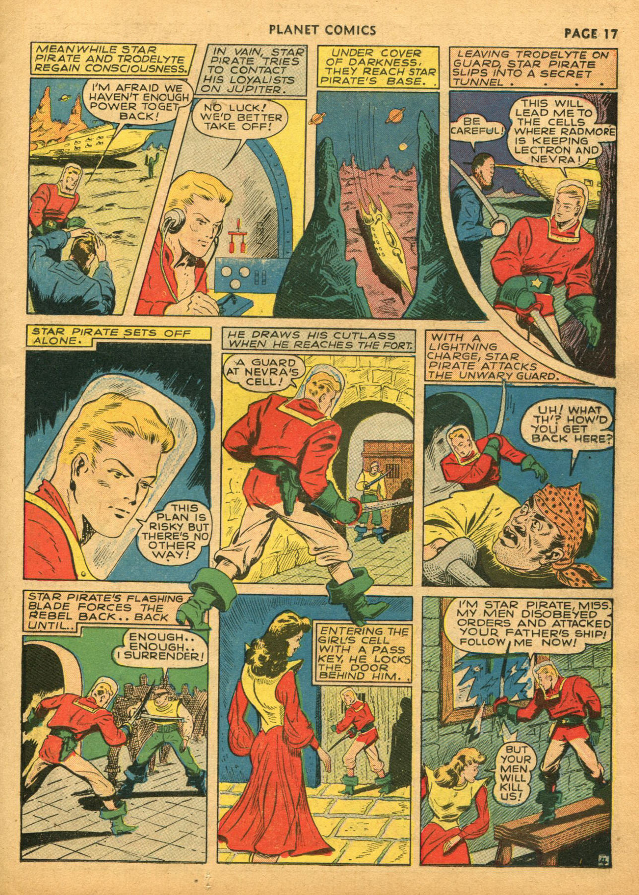Planet Comics #14 (Fiction House), page 19. Public domain (US).