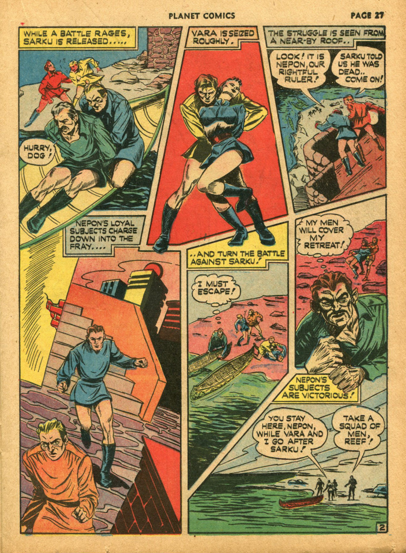 Planet Comics #14 (Fiction House), page 29. Public domain (US).