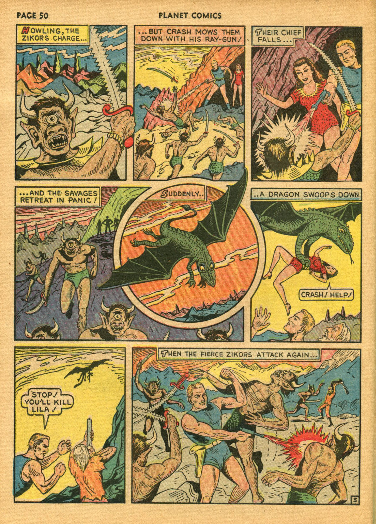Planet Comics #14 (Fiction House), page 52. Public domain (US).