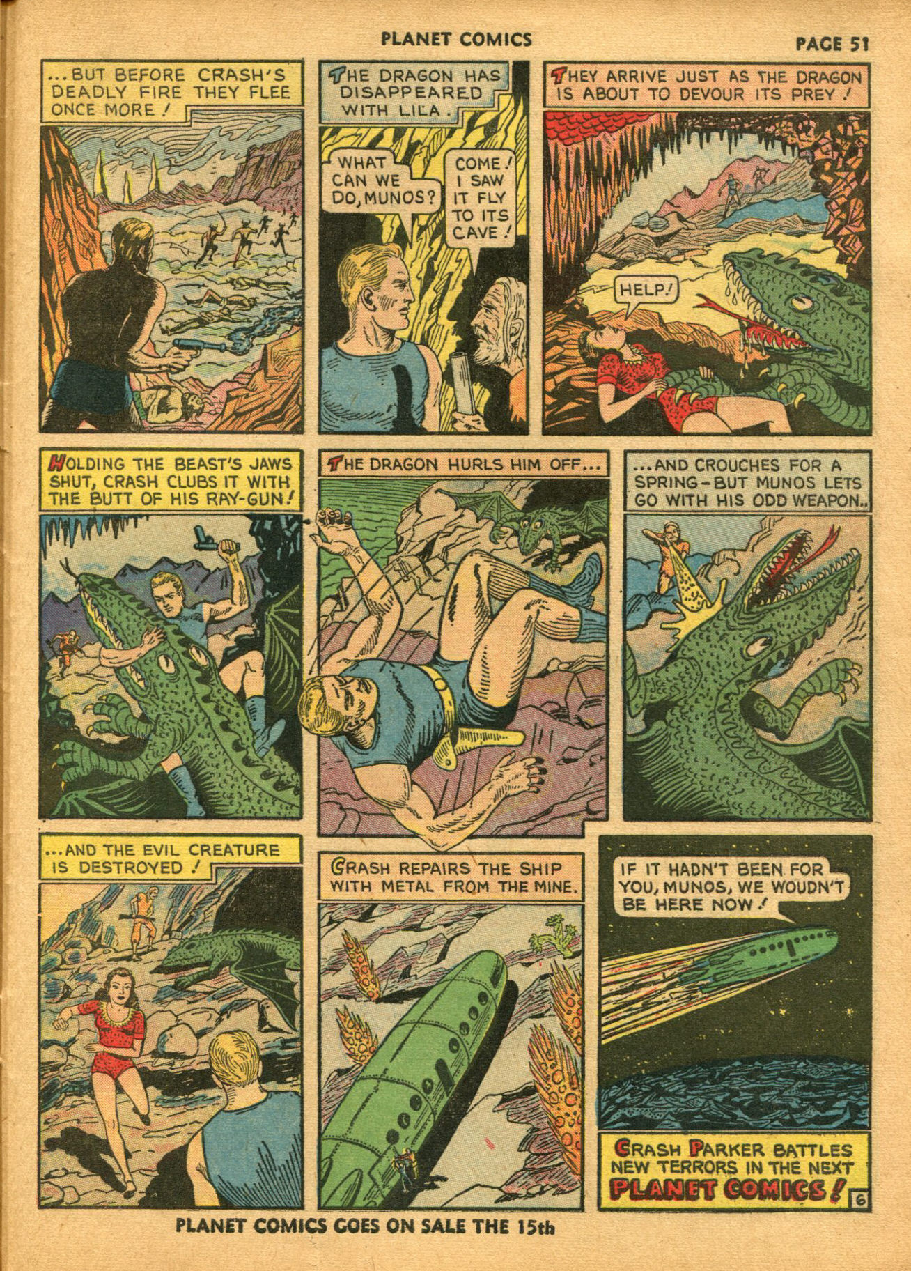 Planet Comics #14 (Fiction House), page 53. Public domain (US).