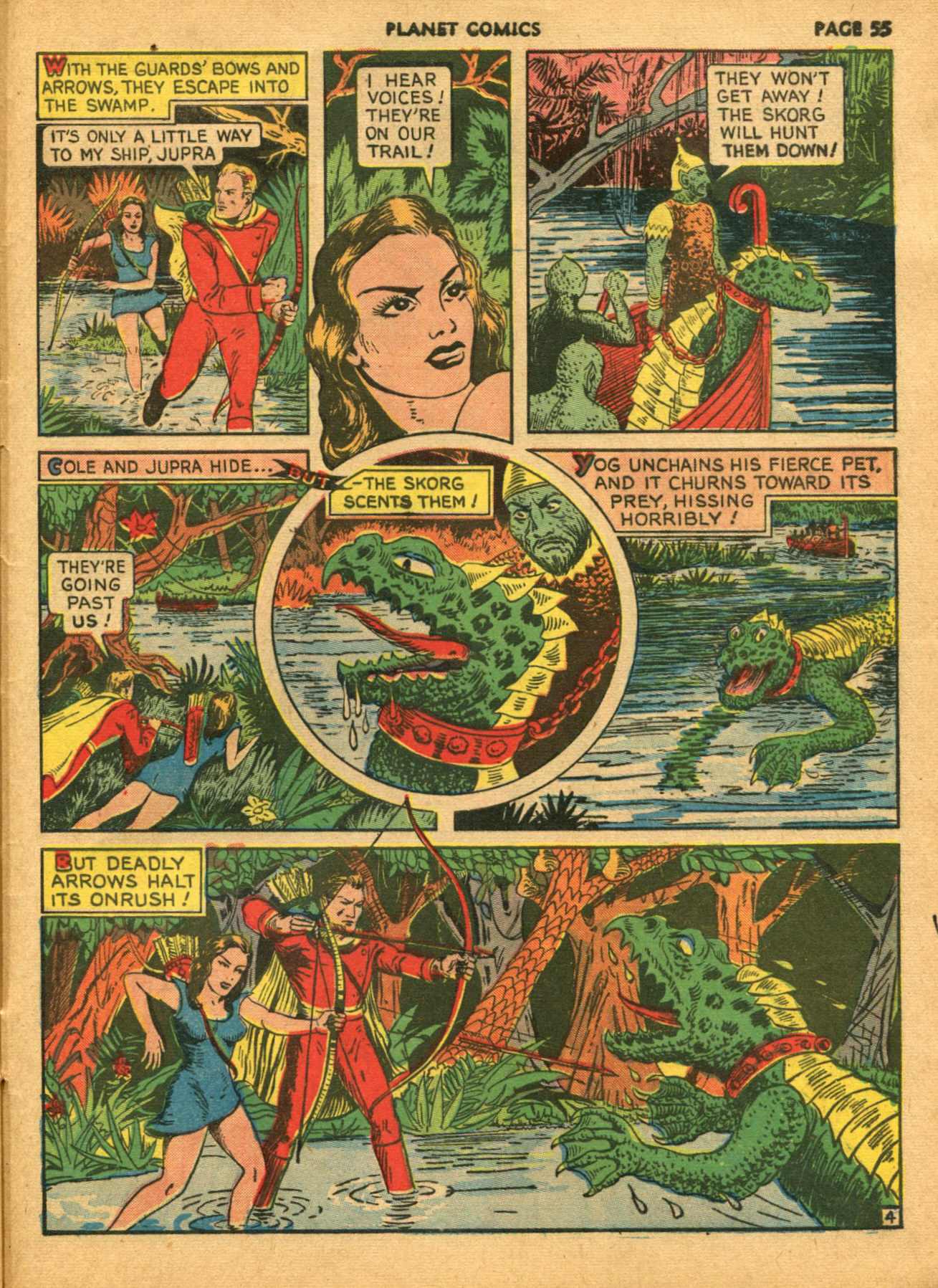 Planet Comics #14 (Fiction House), page 57. Public domain (US).