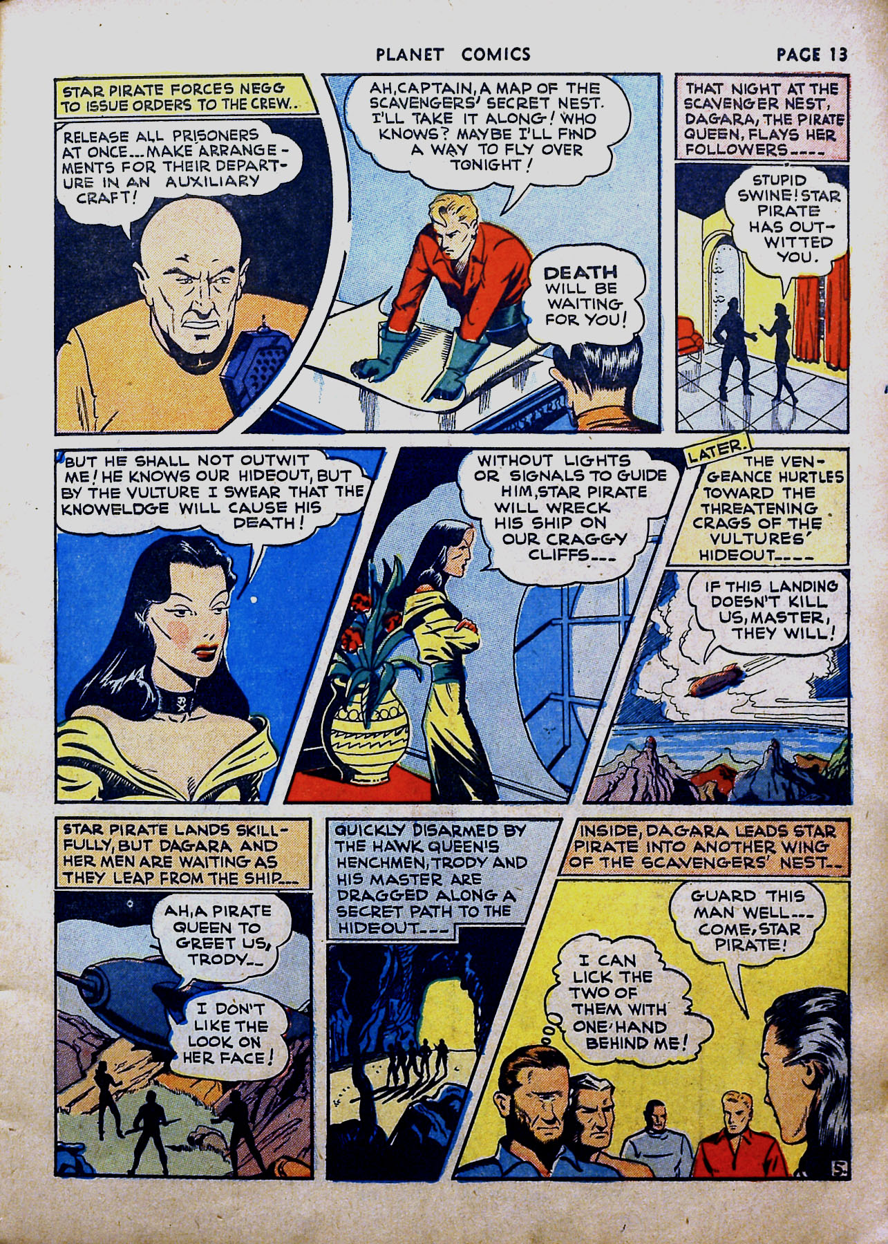 Planet Comics #16 (Fiction House), page 15. Public domain (US).