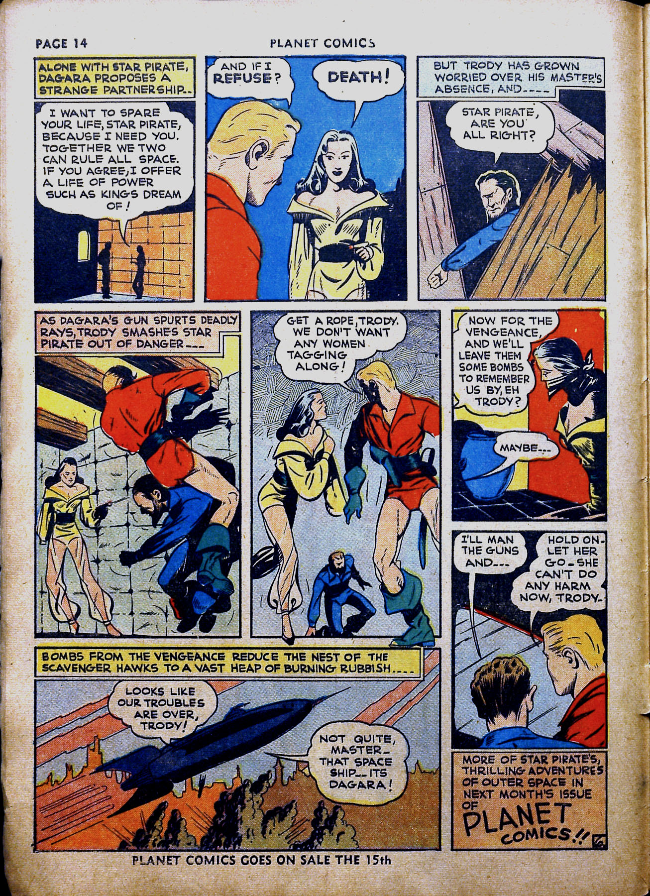 Planet Comics #16 (Fiction House), page 16. Public domain (US).
