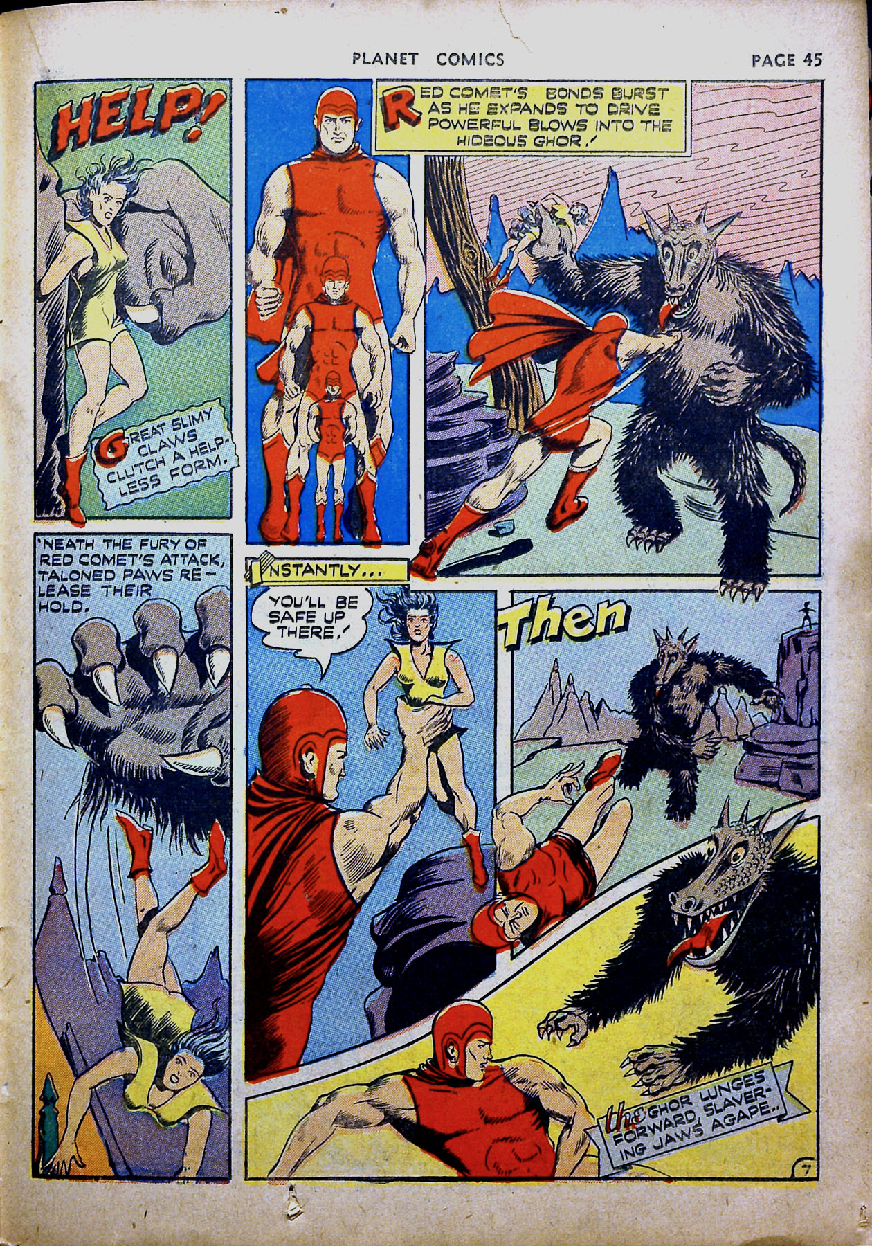 Planet Comics #16 (Fiction House), page 47. Public domain (US).