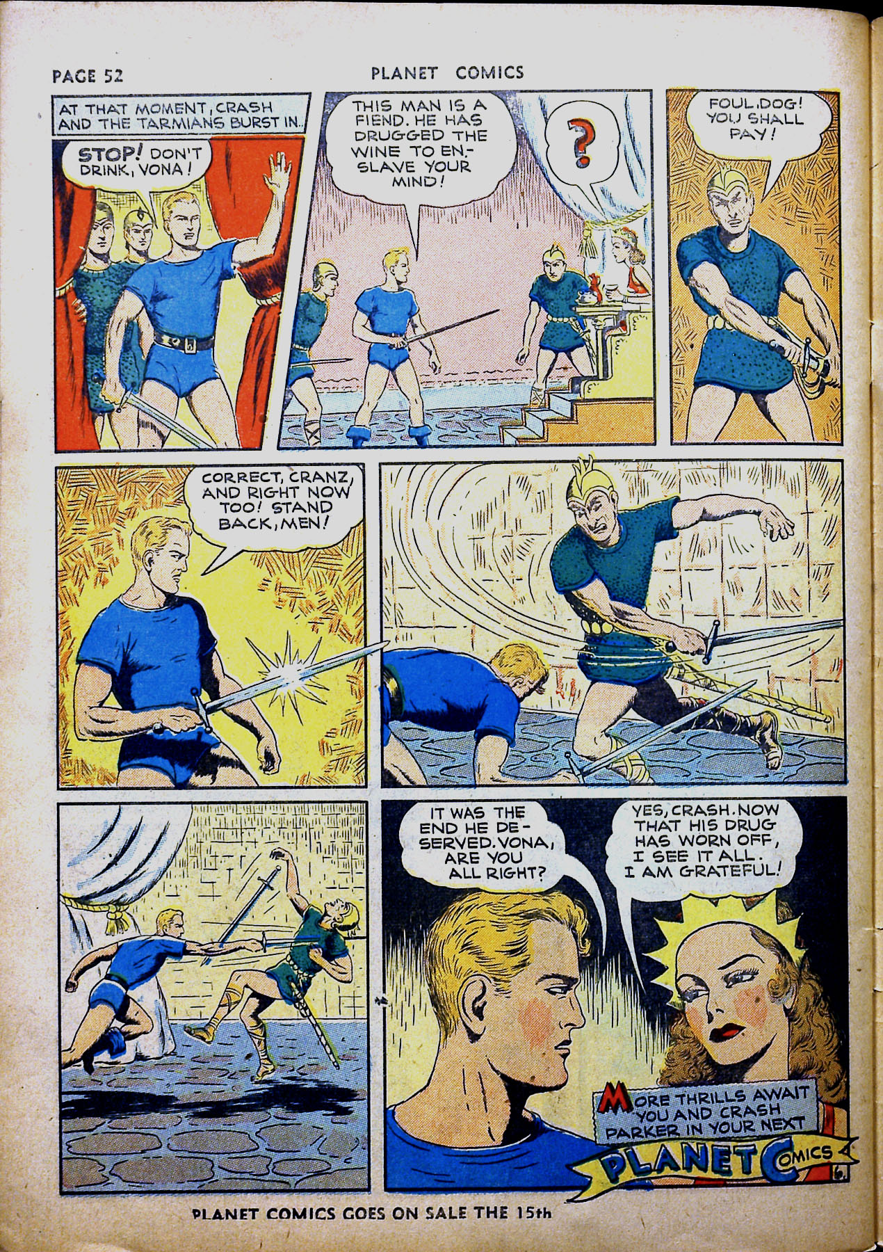 Planet Comics #16 (Fiction House), page 54. Public domain (US).