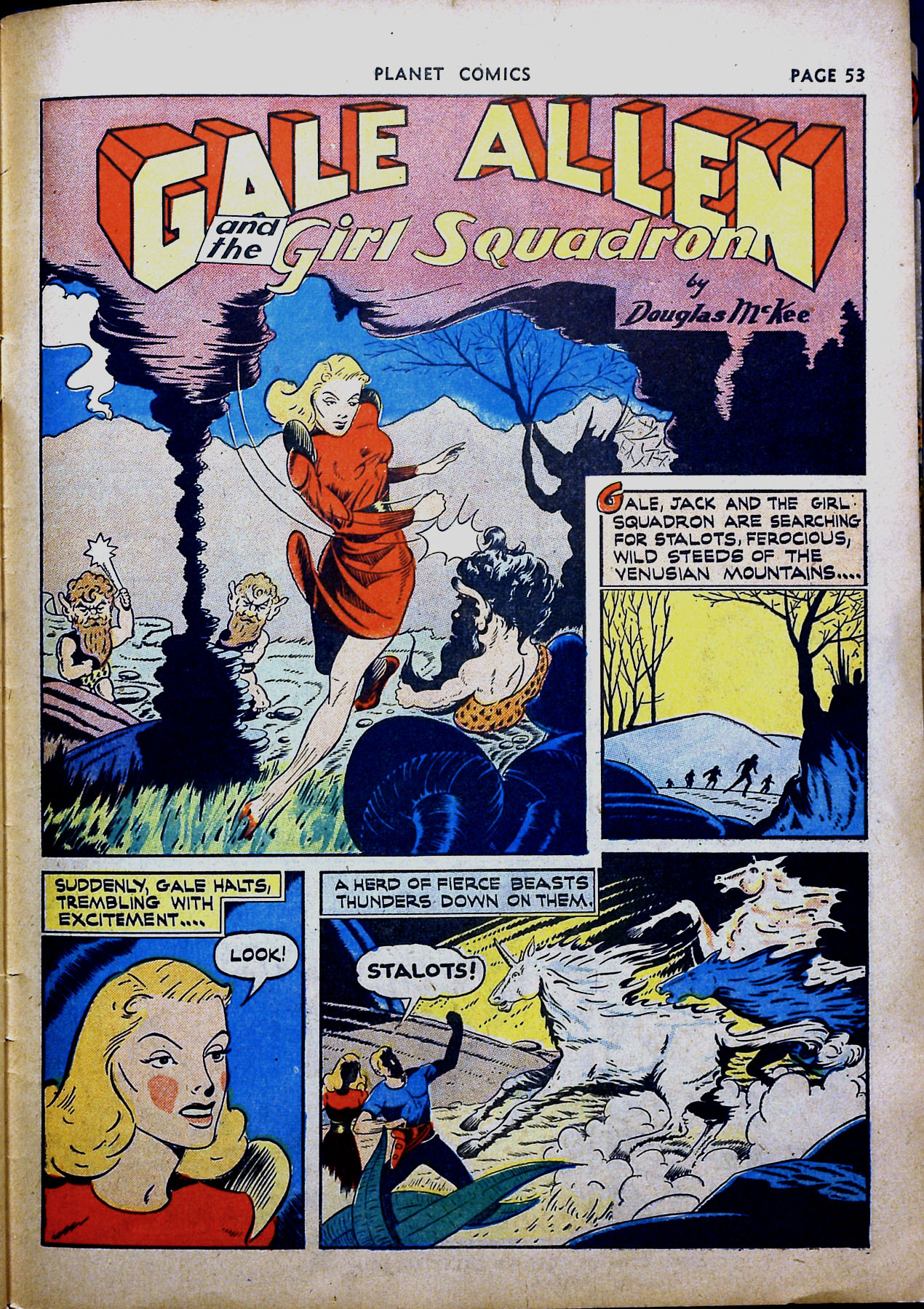 Planet Comics #16 (Fiction House), page 55. Public domain (US).