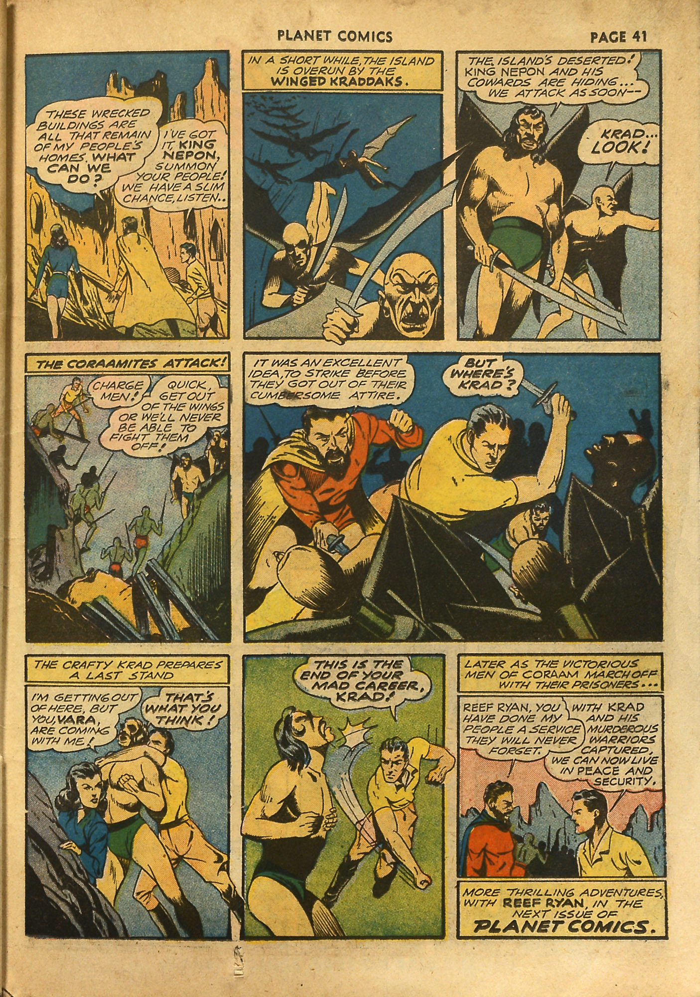 Planet Comics #18 (Fiction House), page 43. Public domain (US).