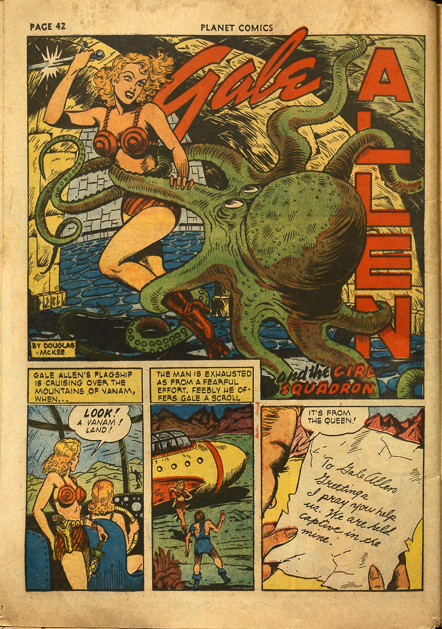 Planet Comics #18 (Fiction House), page 44. Public domain (US).