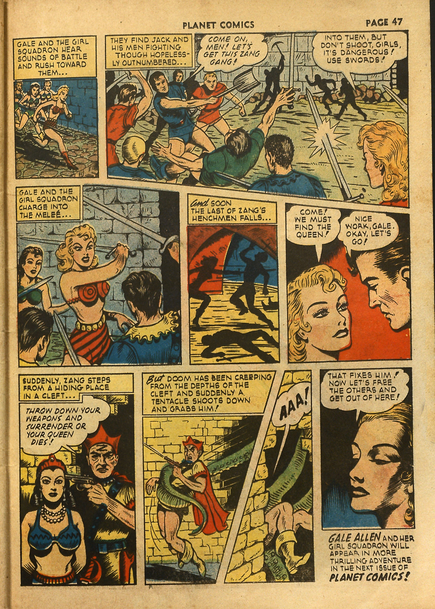 Planet Comics #18 (Fiction House), page 49. Public domain (US).