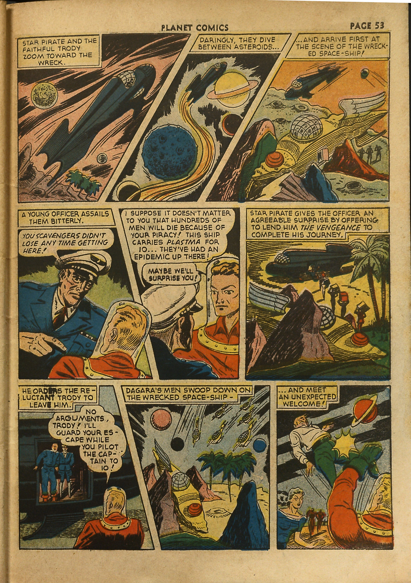 Planet Comics #18 (Fiction House), page 55. Public domain (US).