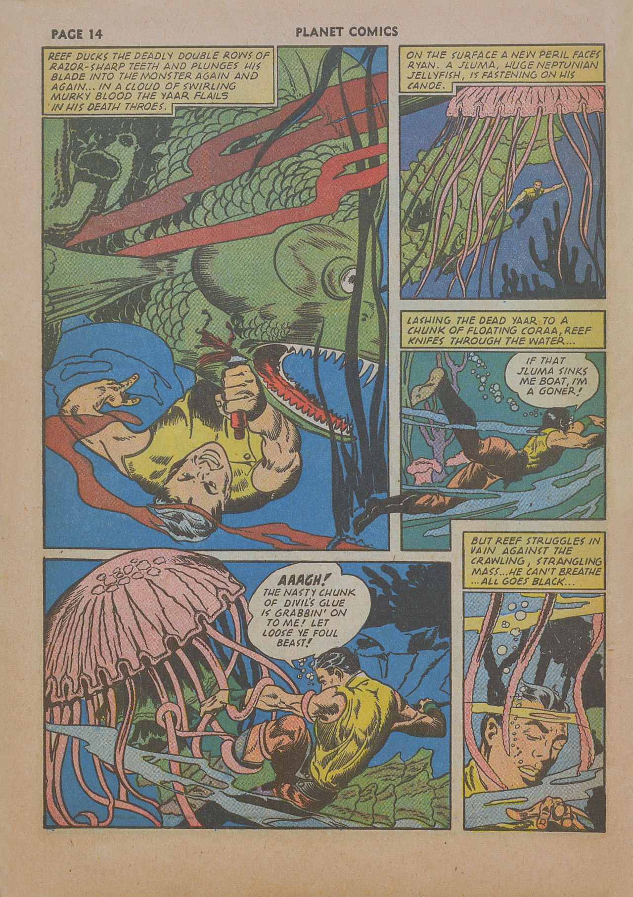 Planet Comics #19 (Fiction House), page 16. Public domain (US).
