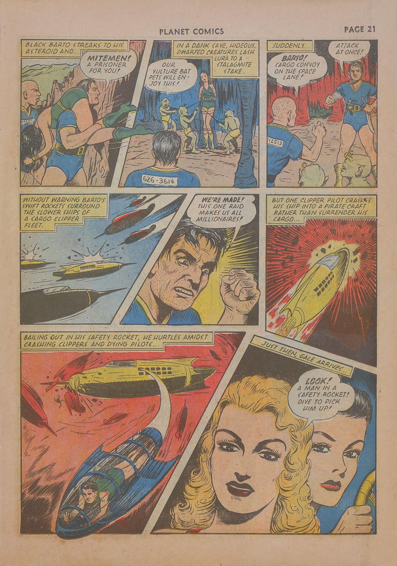 Planet Comics #19 (Fiction House), page 23. Public domain (US).